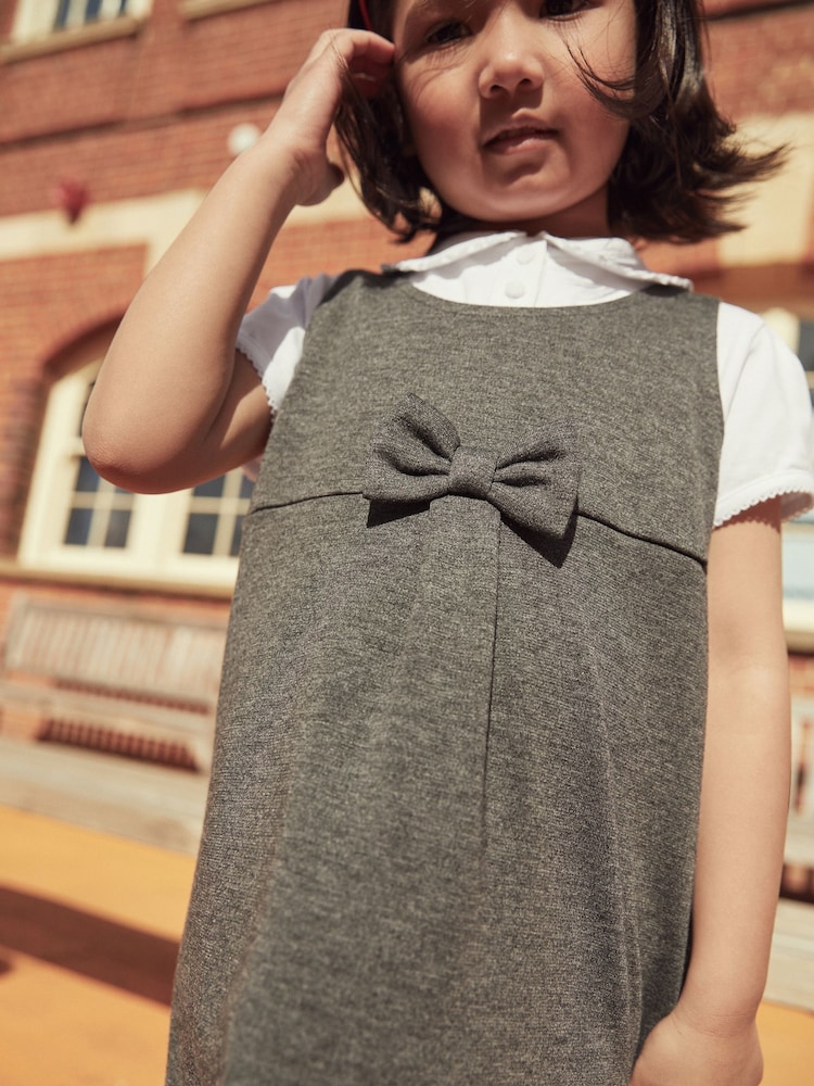 Grey Jersey Stretch Bow School Pinafore (3-14yrs) - Image 3 of 7