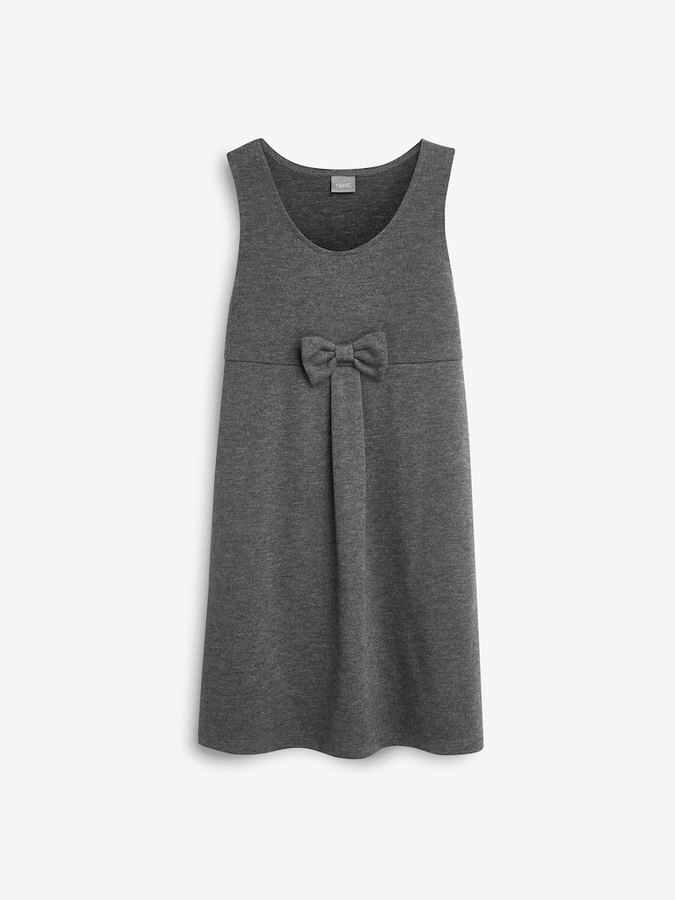 Grey Jersey Stretch Bow School Pinafore (3-14yrs) - Image 4 of 7