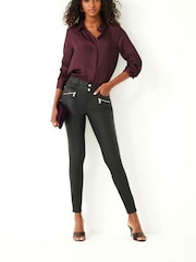Black Coated Biker Skinny Jeans - Image 2 of 6