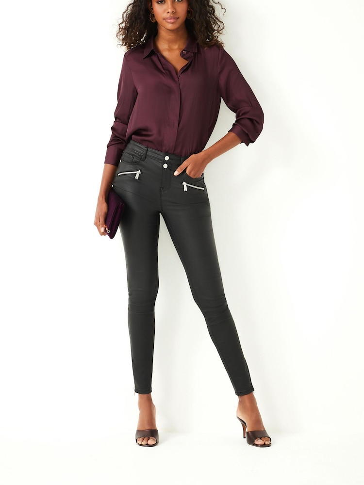 Black Coated Biker Skinny Jeans - Image 2 of 6