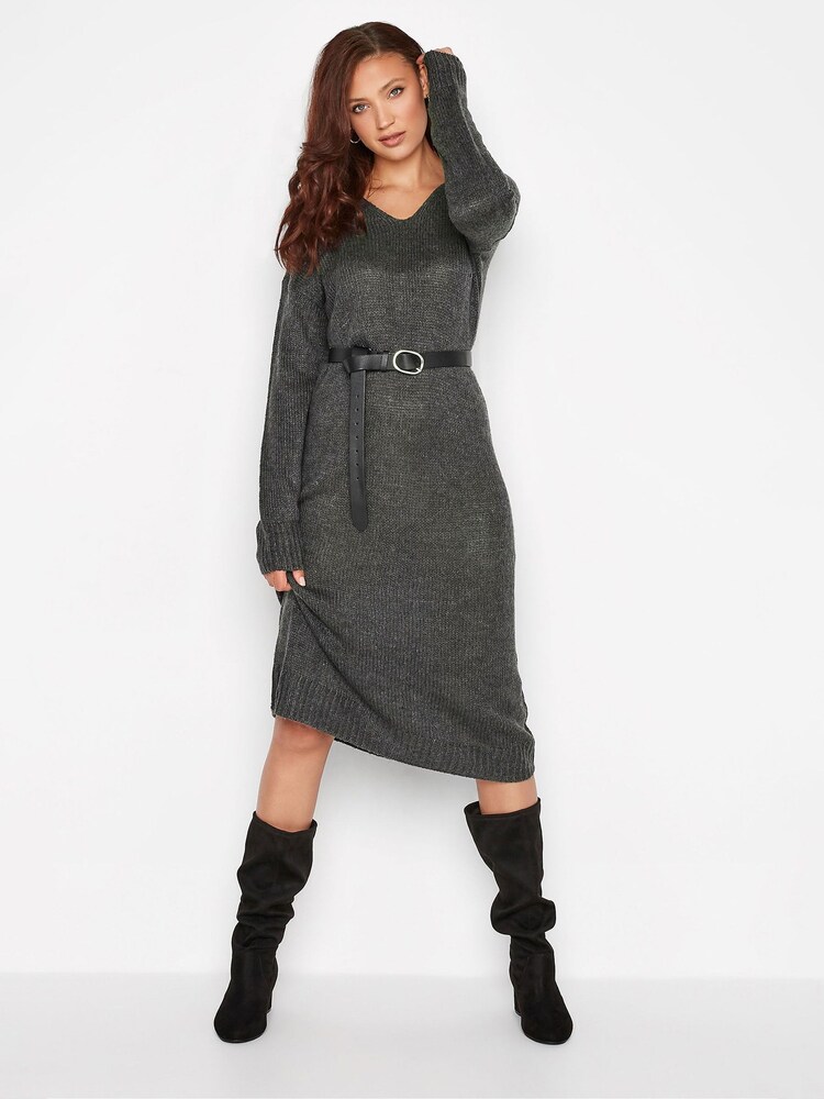Long Tall Sally Grey Knitted Midi Dress - Image 1 of 4