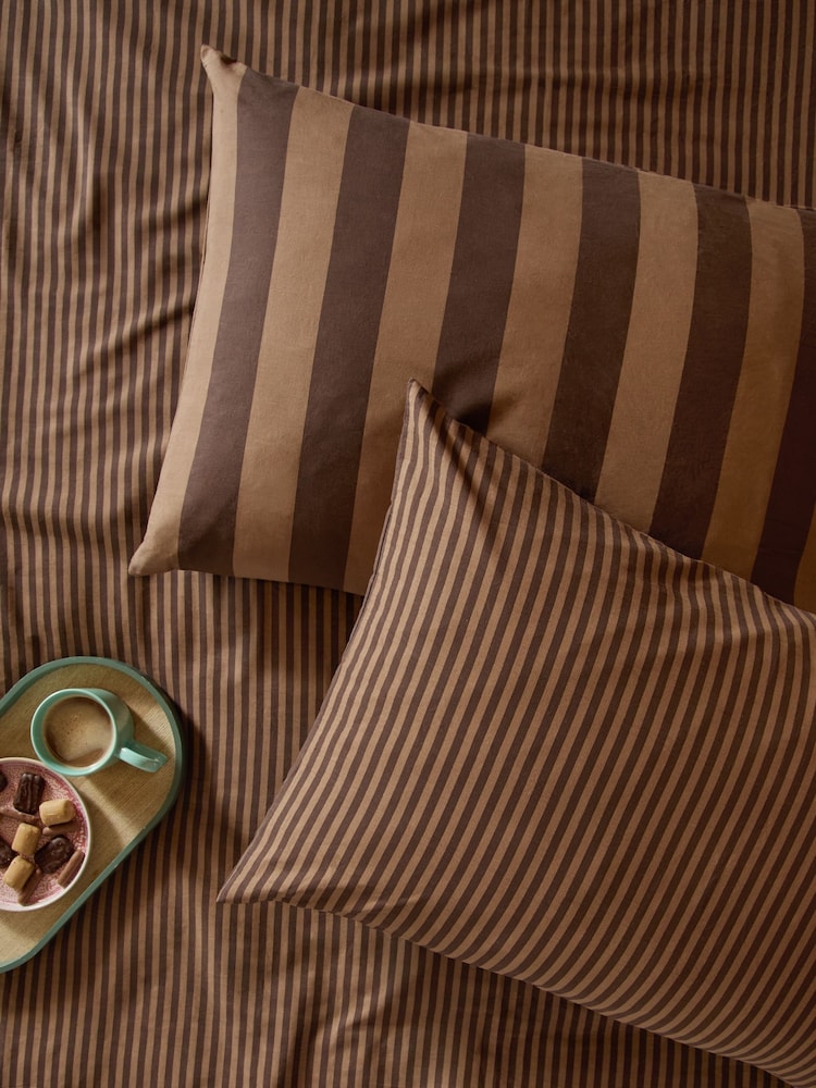 Furn Chocolate Truffle The Ultimate Stripe Reversible Pillowcase Pair - Image 1 of 1 Furn Chocolate Truffle The Ultimate Stripe Reversible Pillowcase Pair - Image 1 of 1