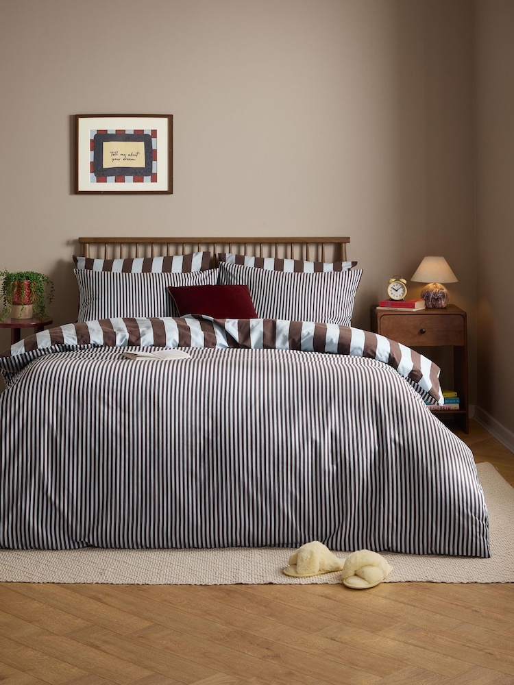 Furn Blueberry Muffin The Ultimate Stripe Reversible Duvet Cover Set - Image 1 of 4