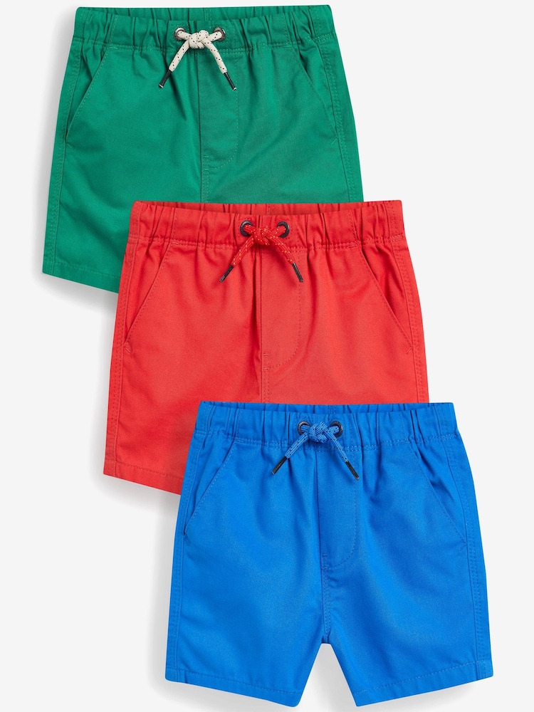 Red/Cobalt/Green Pull On Shorts 3 Pack (3mths-7yrs) - Image 1 of 6