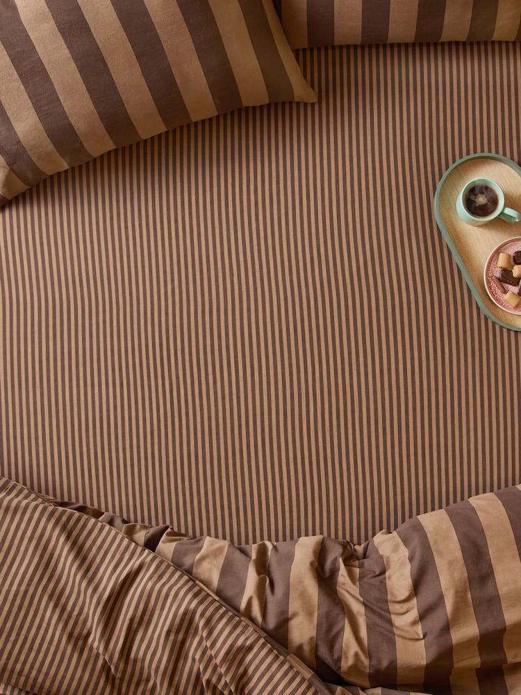 Furn Chocolate Truffle The Ultimate Stripe Reversible Fitted Sheet - Image 1 of 2 Furn Chocolate Truffle The Ultimate Stripe Reversible Fitted Sheet - Image 1 of 2