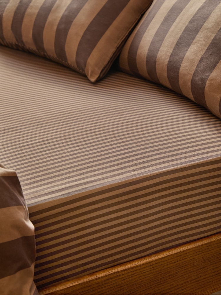 Furn Chocolate Truffle The Ultimate Stripe Reversible Fitted Sheet - Image 2 of 2 Furn Chocolate Truffle The Ultimate Stripe Reversible Fitted Sheet - Image 2 of 2