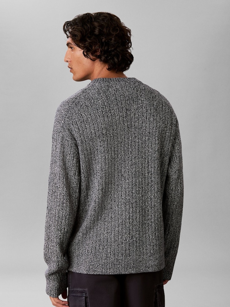 Calvin Klein Grey Cotton Ribbed Jumper - Image 2 of 6