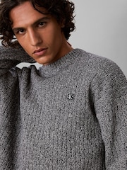Calvin Klein Grey Cotton Ribbed Jumper - Image 4 of 6