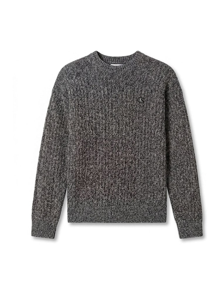 Calvin Klein Grey Cotton Ribbed Jumper - Image 6 of 6