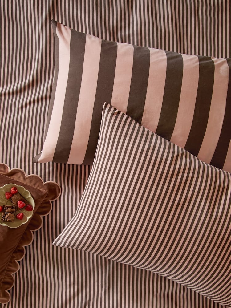 Furn Berry Brownie The Ultimate Stripe Reversible Pillowcase Pair - Image 1 of 1 Furn Berry Brownie The Ultimate Stripe Reversible Pillowcase Pair - Image 1 of 1