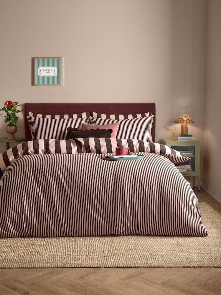 Furn Berry Brownie The Ultimate Stripe Reversible Duvet Cover Set - Image 1 of 4