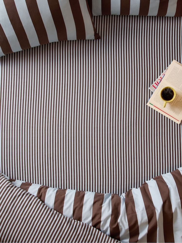 Furn Blueberry Muffin The Ultimate Stripe Reversible Fitted Sheet - Image 1 of 2 Furn Blueberry Muffin The Ultimate Stripe Reversible Fitted Sheet - Image 1 of 2
