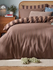 Furn Chocolate Truffle The Ultimate Stripe Reversible Duvet Cover Set - Image 4 of 4