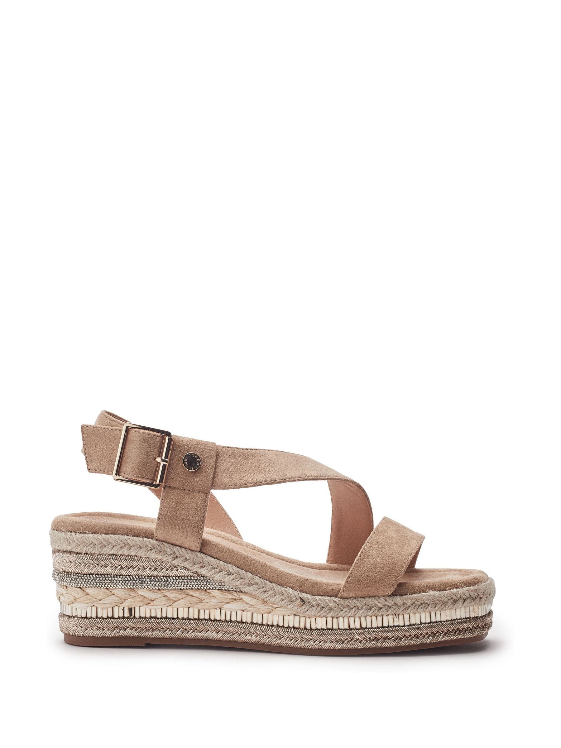Buy Moda in Pelle Natural Poseo Glitz Assymetric Wedge Sandal from