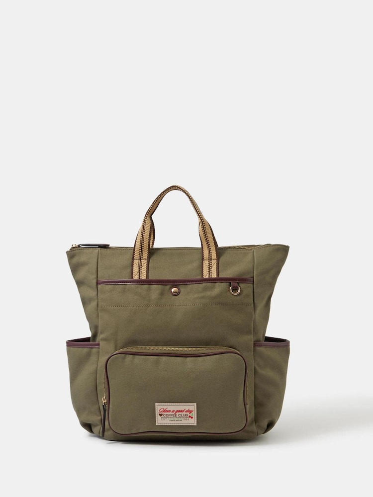 Accessorize Green Multi-Pocket Canvas Backpack - Image 1 of 3 Accessorize Green Multi-Pocket Canvas Backpack - Image 1 of 3