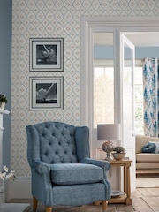 Laura Ashley Pale Seaspray Blue Pinford Trelllis A4 Wallpaper Sample - Image 1 of 2