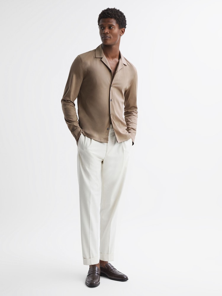Reiss Fawn Spence Mercerised Cotton Long Sleeve Shirt - Image 1 of 4