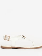 Barbour® White Vivienne Leather Sandals - Image 1 of 6