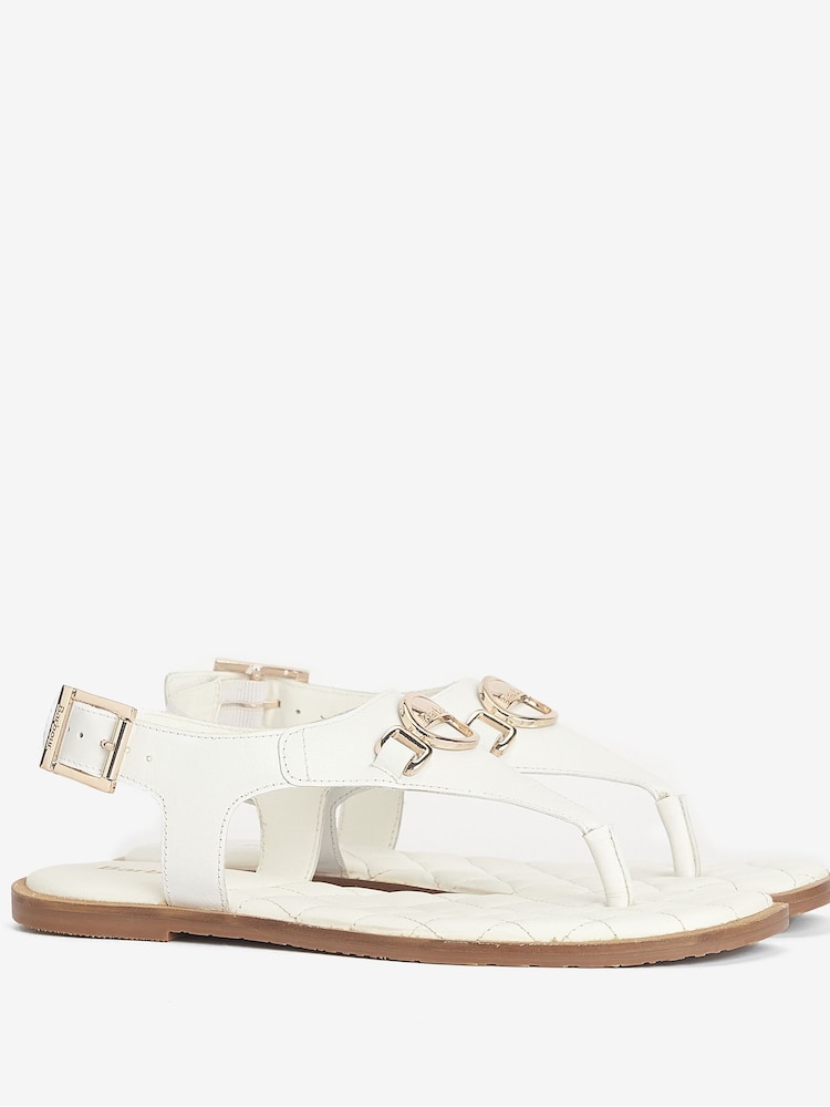 Barbour® White Vivienne Leather Sandals - Image 2 of 6