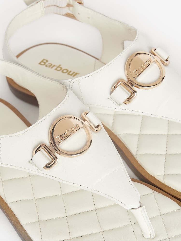 Barbour® White Vivienne Leather Sandals - Image 6 of 6