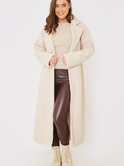 In The Style Pink Gemma Louise Miles Borg Longline Belted Coat - Image 2 of 4