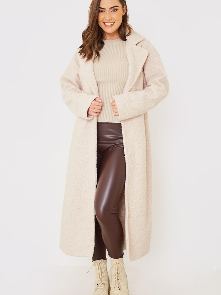 In The Style Pink Gemma Louise Miles Borg Longline Belted Coat - Image 2 of 4