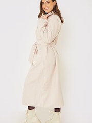 In The Style Pink Gemma Louise Miles Borg Longline Belted Coat - Image 3 of 4