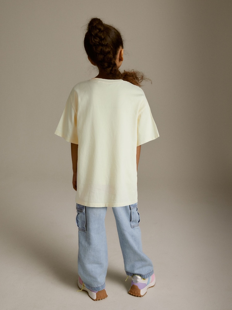 Cream Graffiti Flower Oversized Embellished Graphic T-Shirt (3-16yrs) - Image 2 of 6