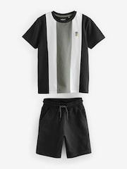 črna/bela - 100% Cotton z izrazitim barvnim vzorcem majica And Shorts Set (3-16yrs) - Slika 1 iz 3
