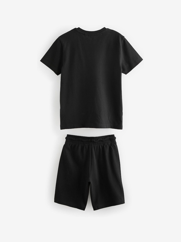 črna/bela - 100% Cotton z izrazitim barvnim vzorcem majica And Shorts Set (3-16yrs) - Slika 2 iz 3