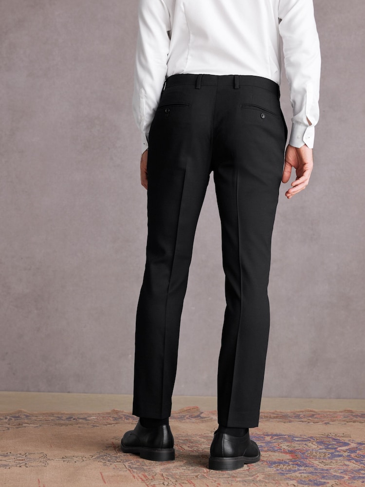 Schwarz - Signature Tollegno Anzug in schmaler Passform: Hose - Image 2 of 9