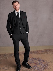 Schwarz - Signature Tollegno Anzug in schmaler Passform: Hose - Image 3 of 9