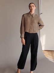 Navy Blue Smart Button Hem Trousers - Image 1 of 7