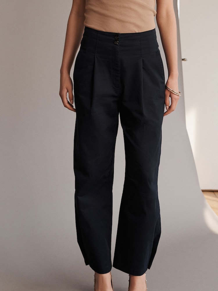 Navy Blue Smart Button Hem Trousers - Image 2 of 7