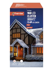 Premier Decorations Ltd White Brite 960 LED Clusters Christmas Lights With Timer 12.4m - Image 3 of 4