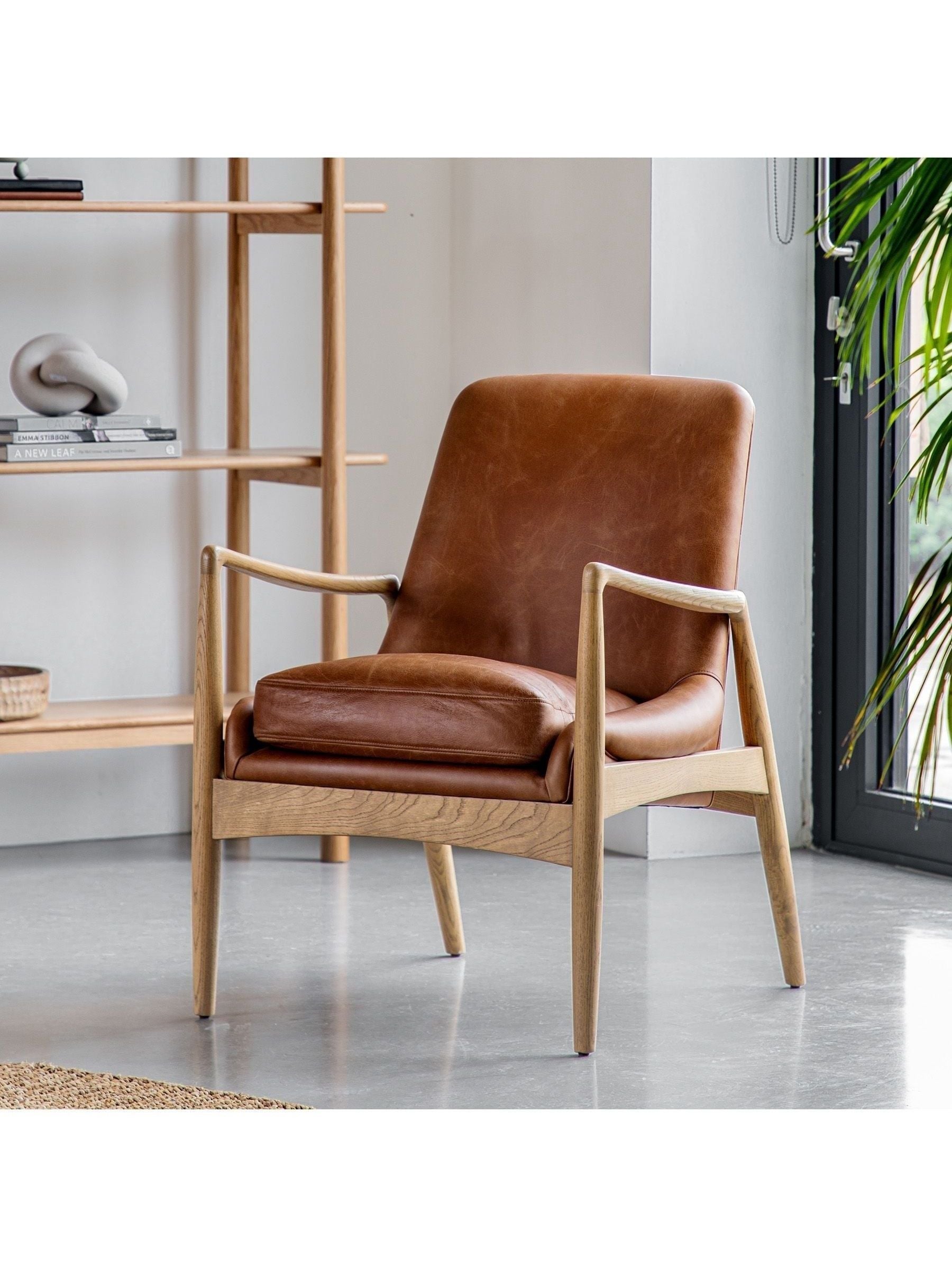 Buy Gallery Home Brown Kacyee Leather Armchair from the Next UK online shop
