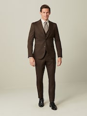 Brown Slim Fit Wool Blend Suit Jacket - Image 2 of 11
