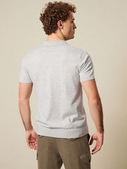 Grey Knitted Polo Shirt - Image 3 of 7