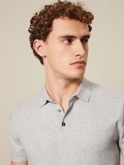Grey Knitted Polo Shirt - Image 4 of 7