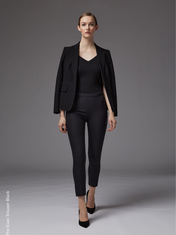 LK Bennett Black Slim Crepe Evan Cut Trousers - Image 1 of 4