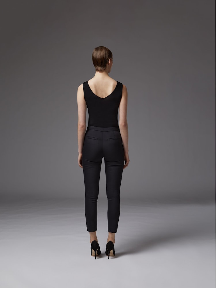LK Bennett Black Slim Crepe Evan Cut Trousers - Image 2 of 4