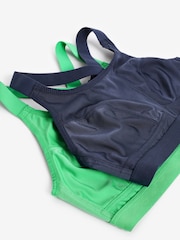 Green/Navy Blue Active Sports High Impact Crop Tops 2 Pack - Image 9 of 9