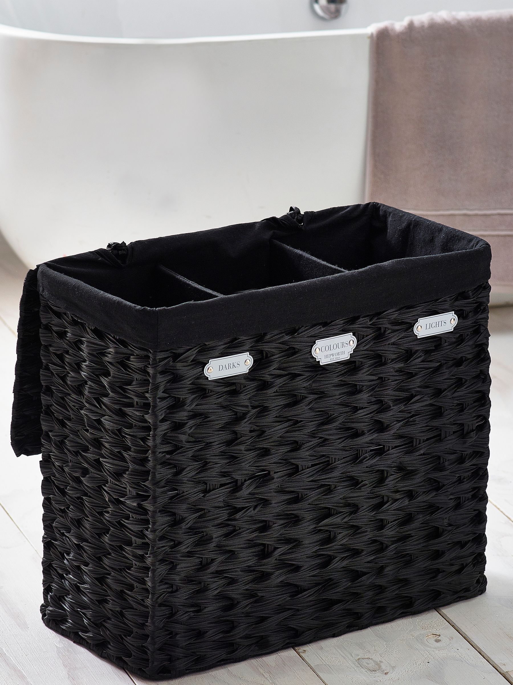 Black Hepworth Wicker Sorter Laundry