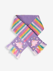 JoJo Maman Bébé Lilac Pretty Dinosaur Striped Scarf - Image 2 of 4