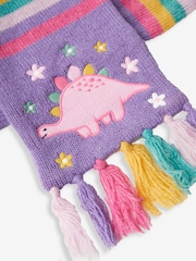 JoJo Maman Bébé Lilac Pretty Dinosaur Striped Scarf - Image 3 of 4