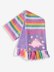 JoJo Maman Bébé Lilac Pretty Dinosaur Striped Scarf - Image 4 of 4