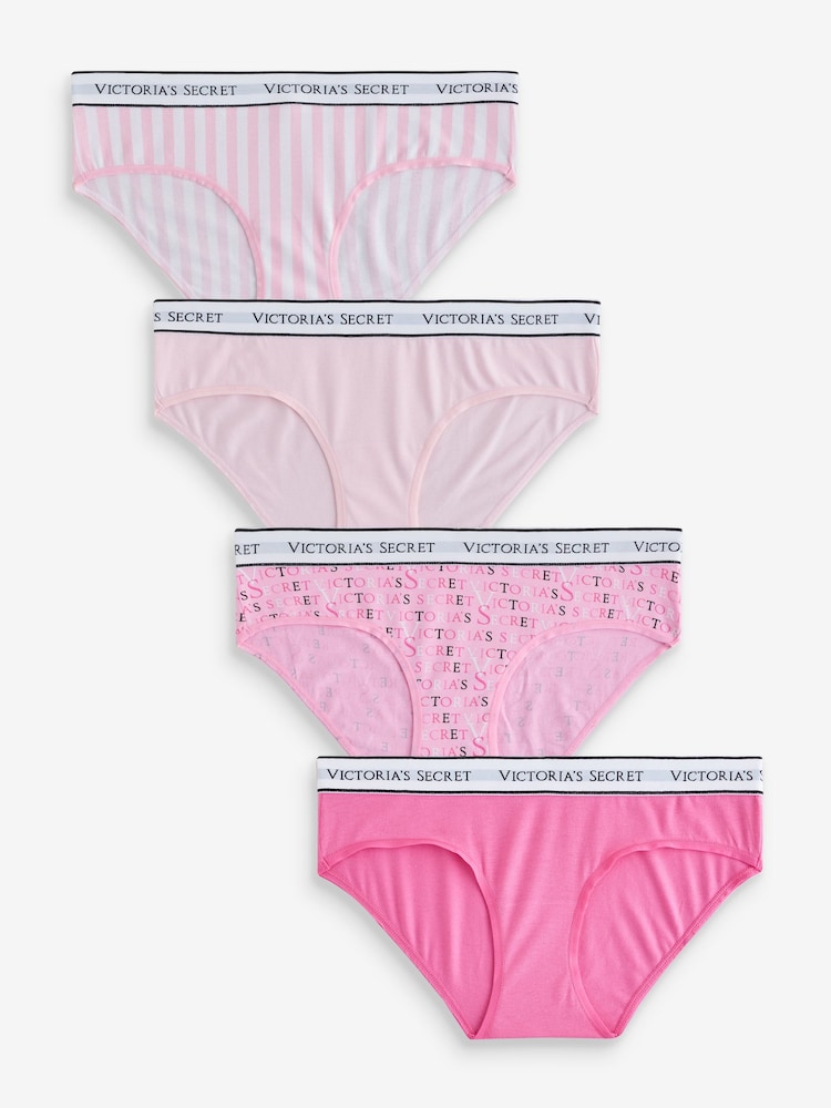 Victoria's Secret Pink Hipster Logo 4 Pack Knickers - Image 1 of 7 Victoria's Secret Pink Hipster Logo 4 Pack Knickers - Image 1 of 7