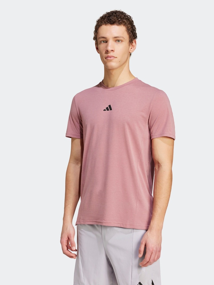 adidas Pink Designed for Training Workout T-Shirt - Image 1 of 7