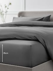 Charcoal Grey Collection Luxe 400 Thread Count 100% Egyptian Deep Fitted Cotton Sateen Sheet - Image 1 of 2