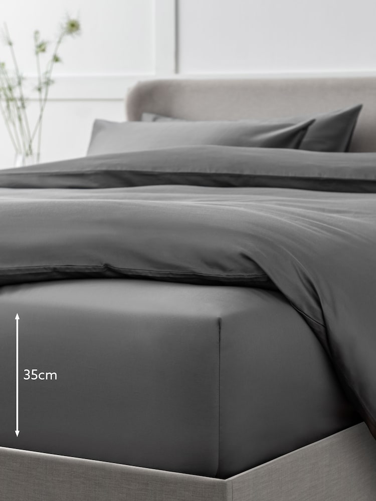 Charcoal Grey Collection Luxe 400 Thread Count 100% Egyptian Deep Fitted Cotton Sateen Sheet - Image 1 of 2